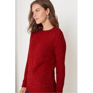 J. Jill Buttoned-Shoulder Pullover Sweater NWT Size XS Petite Scarlet Multi